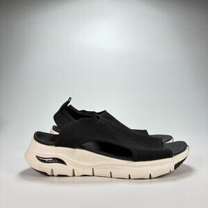 Skechers Arch Fit City Catch Black White Slip On Sandals 119236 Women's Size 8